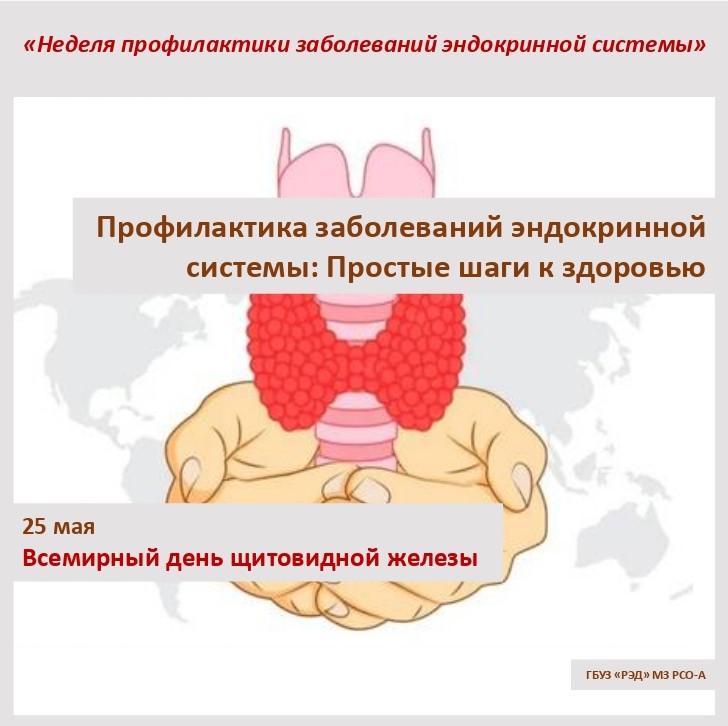 19 – 25 мая Неделя профилактики заболеваний эндокринной системы в честь Всемирного дня щитовидной железы 25 мая. 